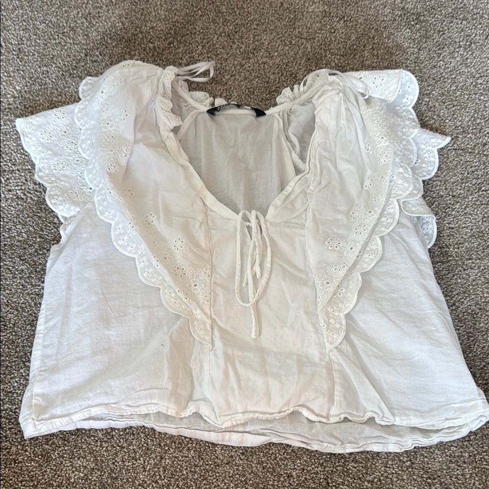 White Eyelet Lace Women's Top